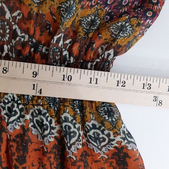 Guess Y2K Sheer Gypsy Blouse Puff Sleeve Womens S Bohemian Paisley Free Spirit - Picture 7 of 8